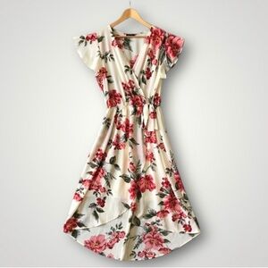 Scobe High Low Flowy Floral Faux Wrap Dress M